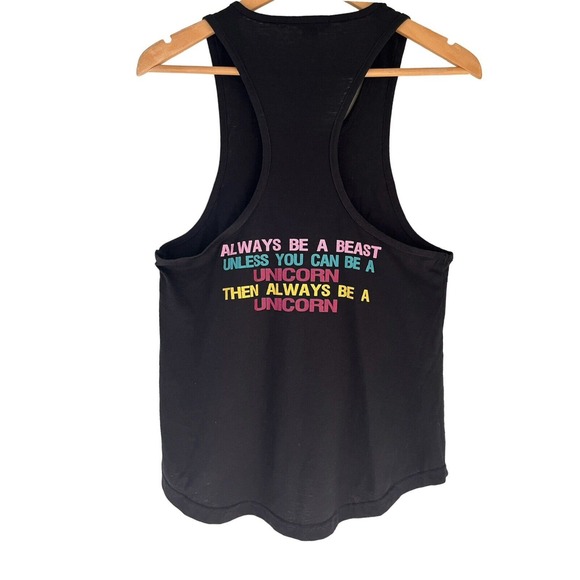 SoRock Women’s Unicorn Mode Tri Blend Tank Top Gym Shirt Black SZ S - Picture 5 of 10